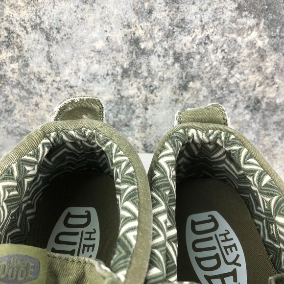 Hey Dude Men\'s Size 10 Wally Mid Canvas Olive Green Casual Slip On Shoes Ankle main image 9